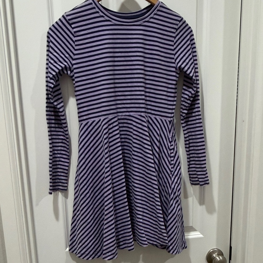 Primary Violet and Black Striped Casual Dress
